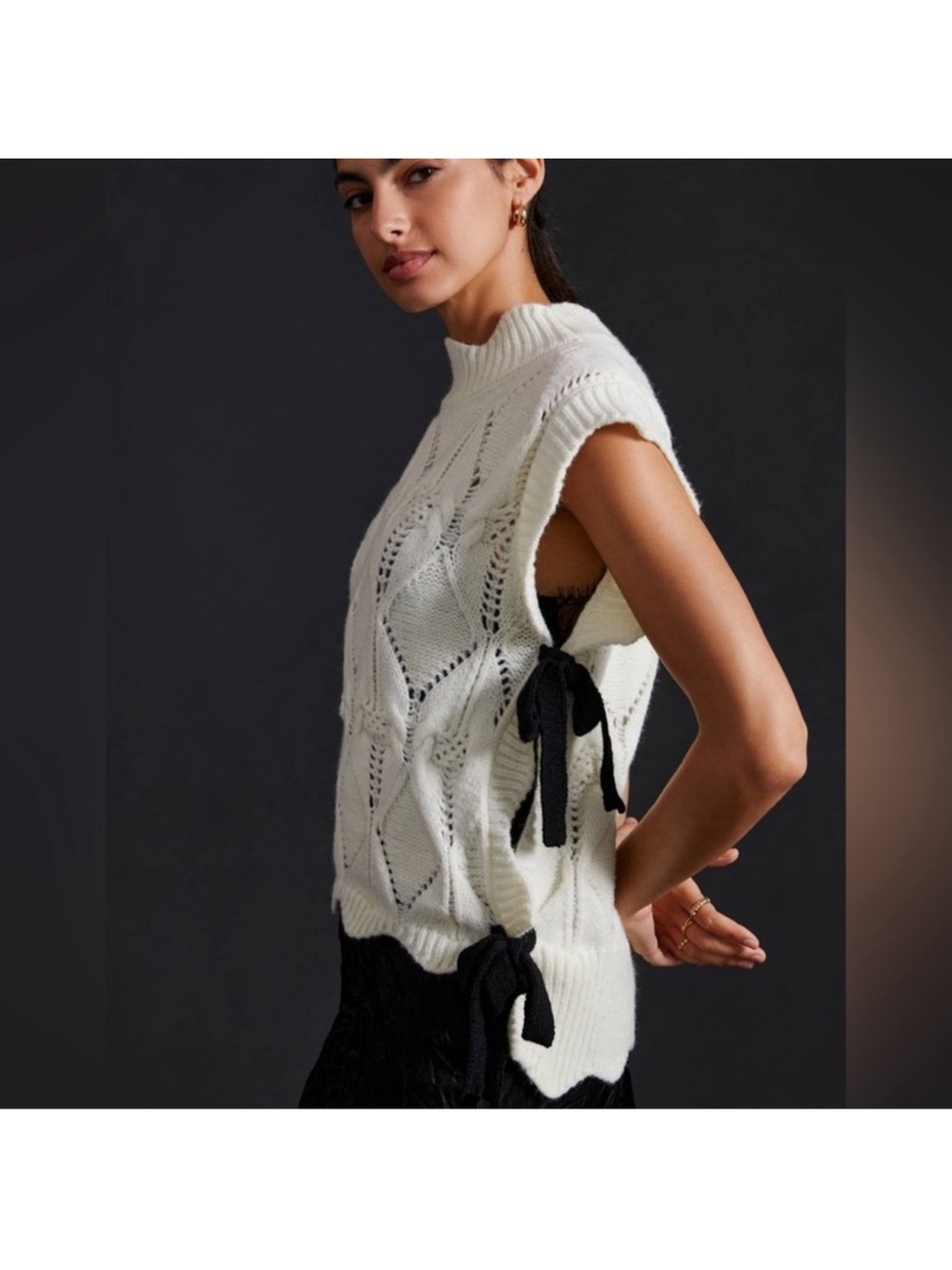 Maeve Knit Sweater Vest Bow Tie Sides